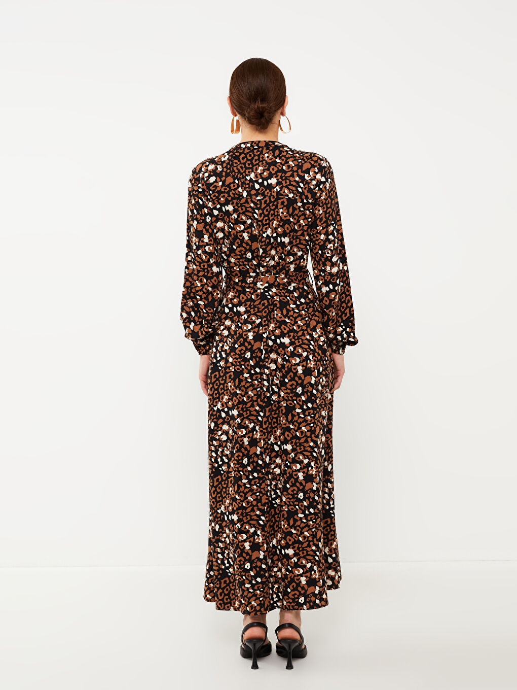 Crew Neck Patterned Long Sleeve Women's Dress -S3ET10Z8-LQY