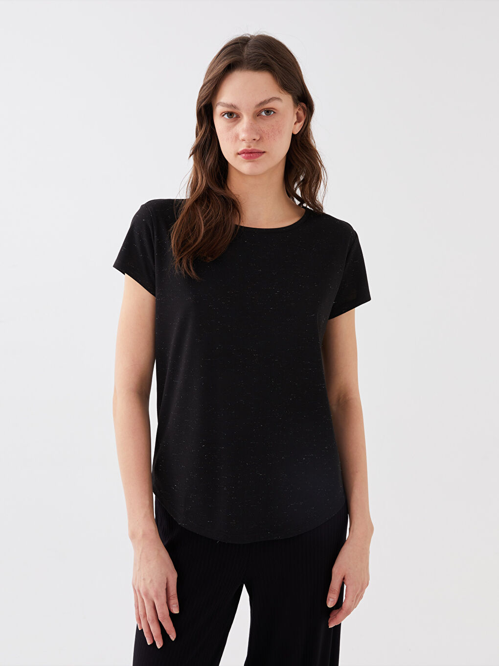 Tricou Femei Guler Rotund Drept Mânecă Scurtă