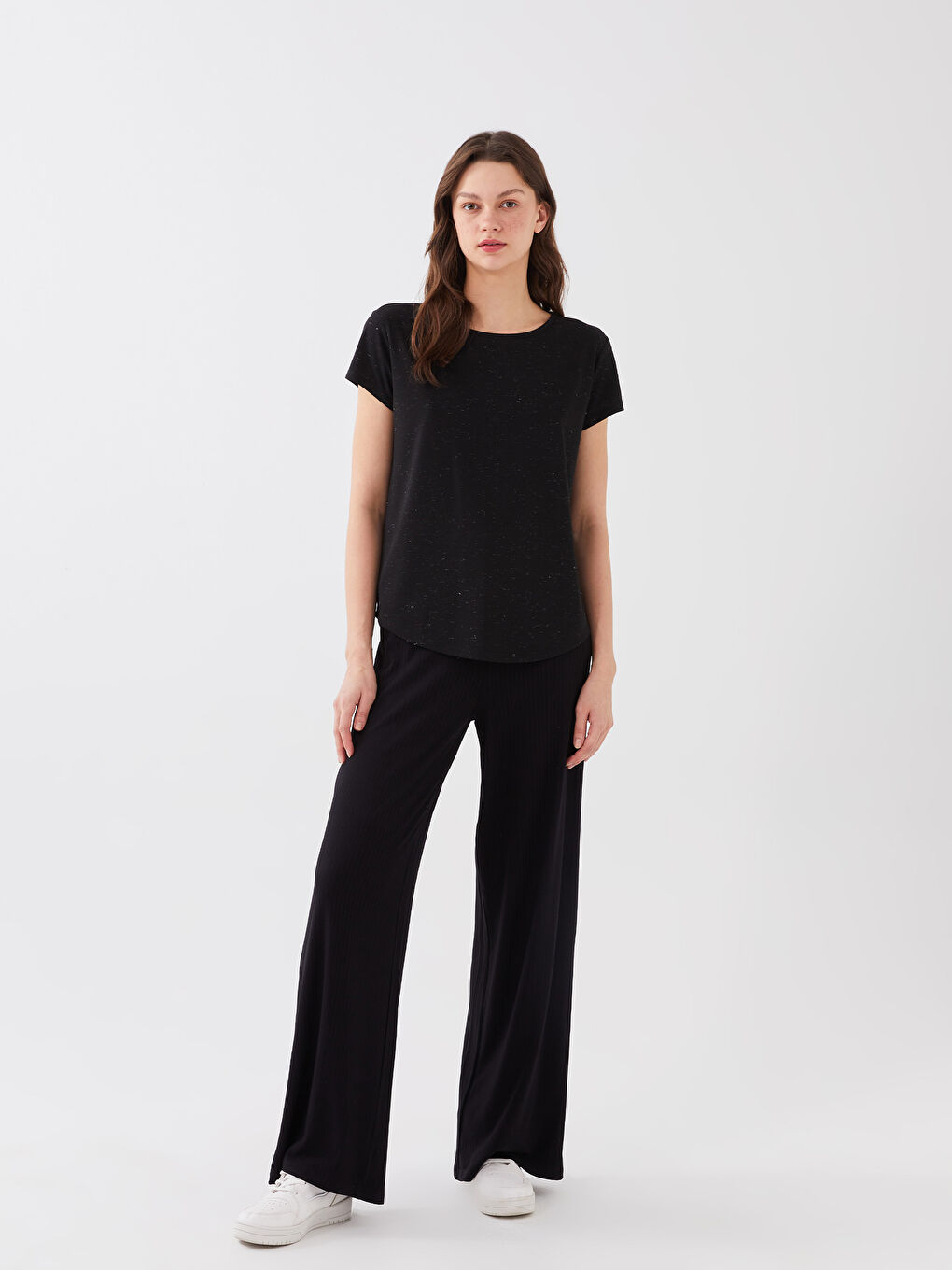 Tricou Femei Guler Rotund Drept Mânecă Scurtă-2