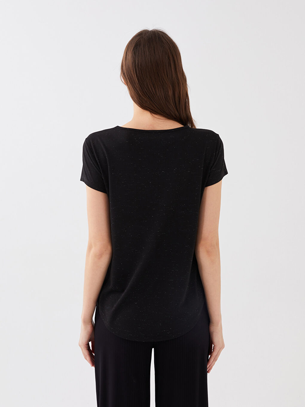 Tricou Femei Guler Rotund Drept Mânecă Scurtă-4