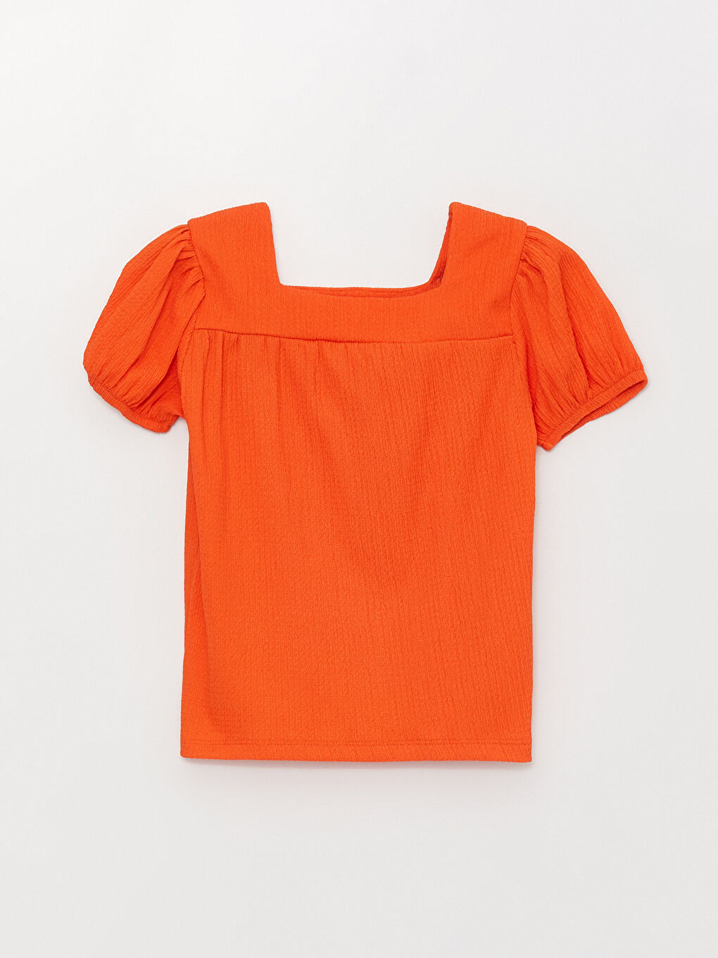 Blouse pour Filles à Col Carré Brodé à Manches Courtes-1