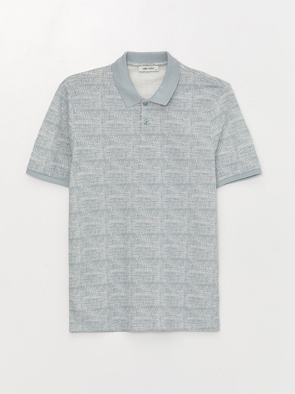 Yeşil Polo Yaka Kısa Kollu Desenli Pike Erkek Tişört-5