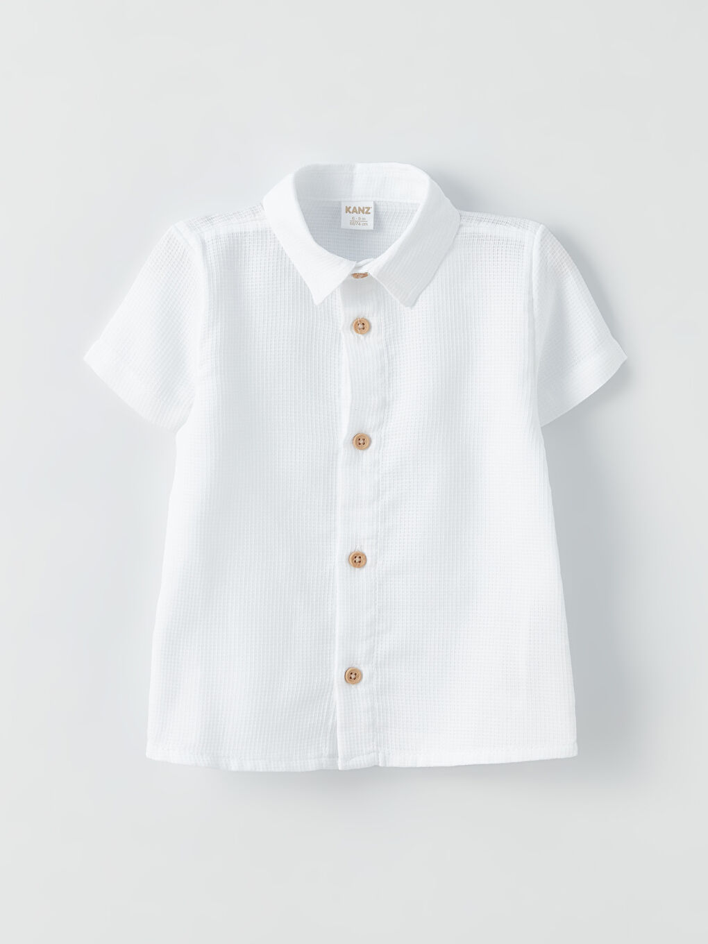 Ekru Kısa Kollu Desenli Erkek Bebek Gömlek ve Şort 2'li Takım-1