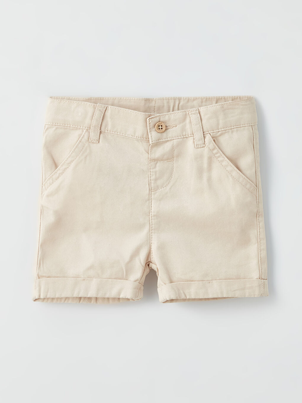 Ekru Kısa Kollu Desenli Erkek Bebek Gömlek ve Şort 2'li Takım-2