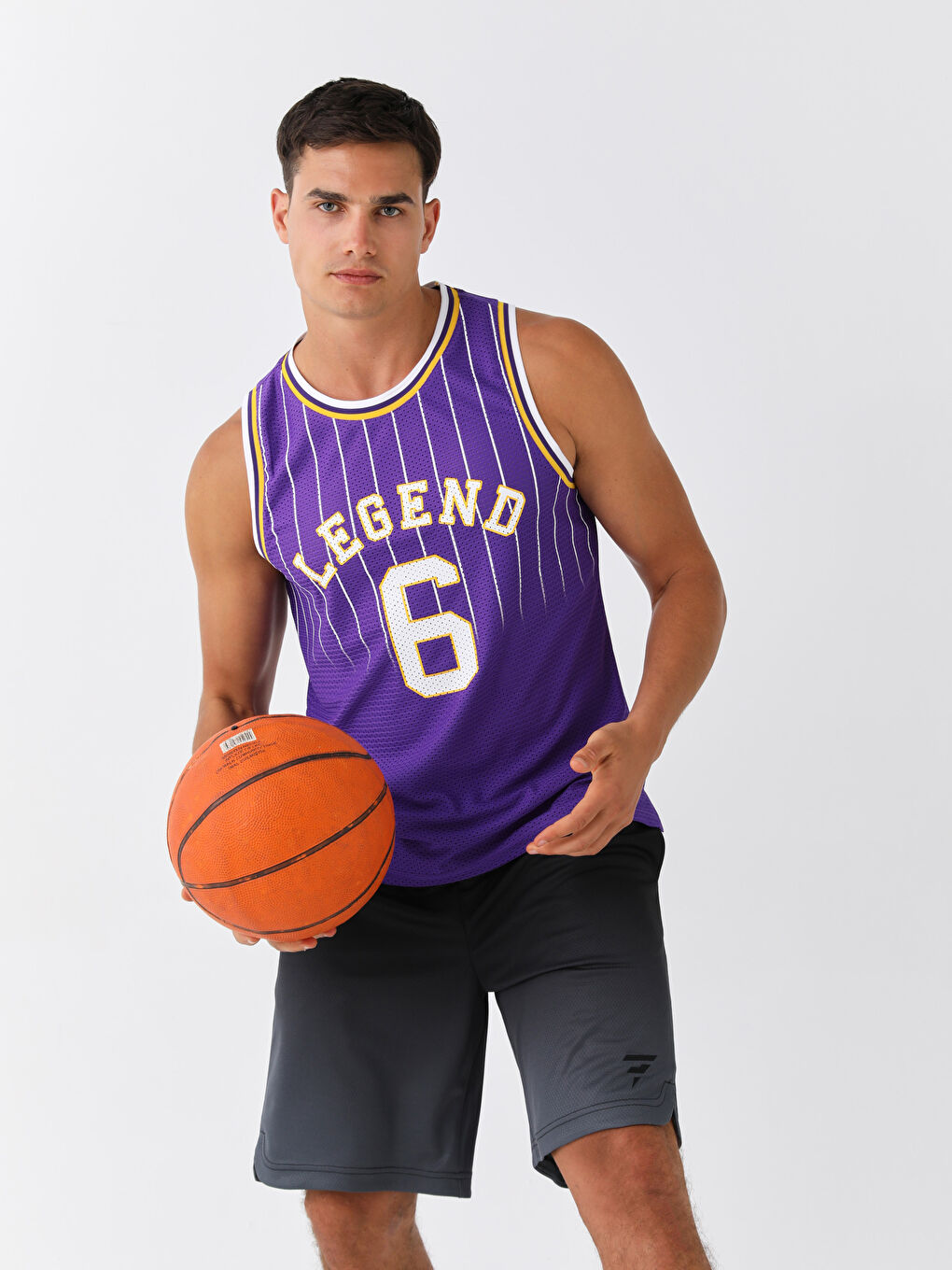 Mor Bisiklet Yaka Erkek Kolsuz Tişört-1