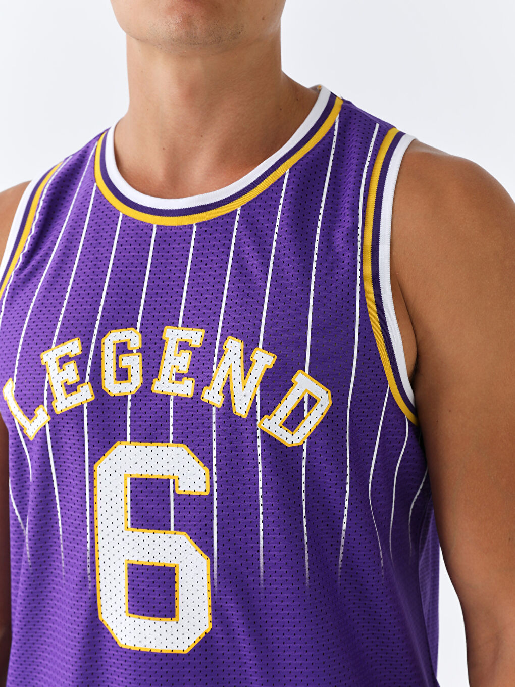 Mor Bisiklet Yaka Erkek Kolsuz Tişört-3