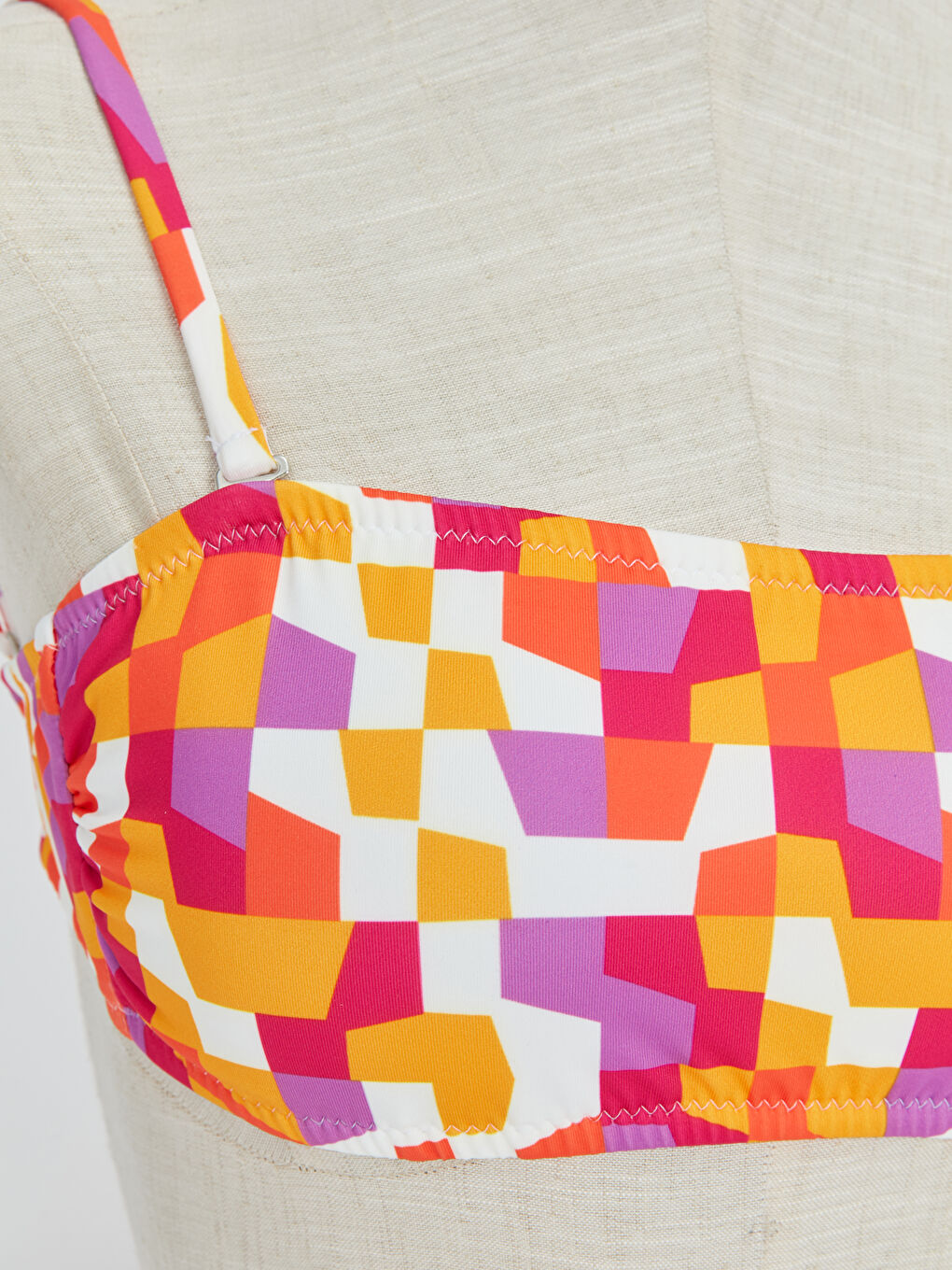 Women's Stitched Padded Patterned Bikini Top -S3ET57Z8-LTQ