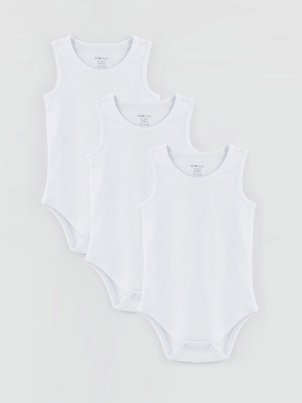 Beyaz Bisiklet Yaka Basic Erkek Bebek Çıtçıtlı Bodysuit 3'lü