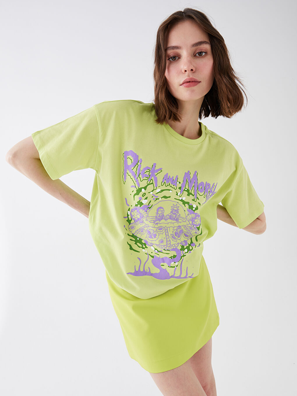 T-shirt à Col Rond Imprimé Rick et Morty pour Femmes