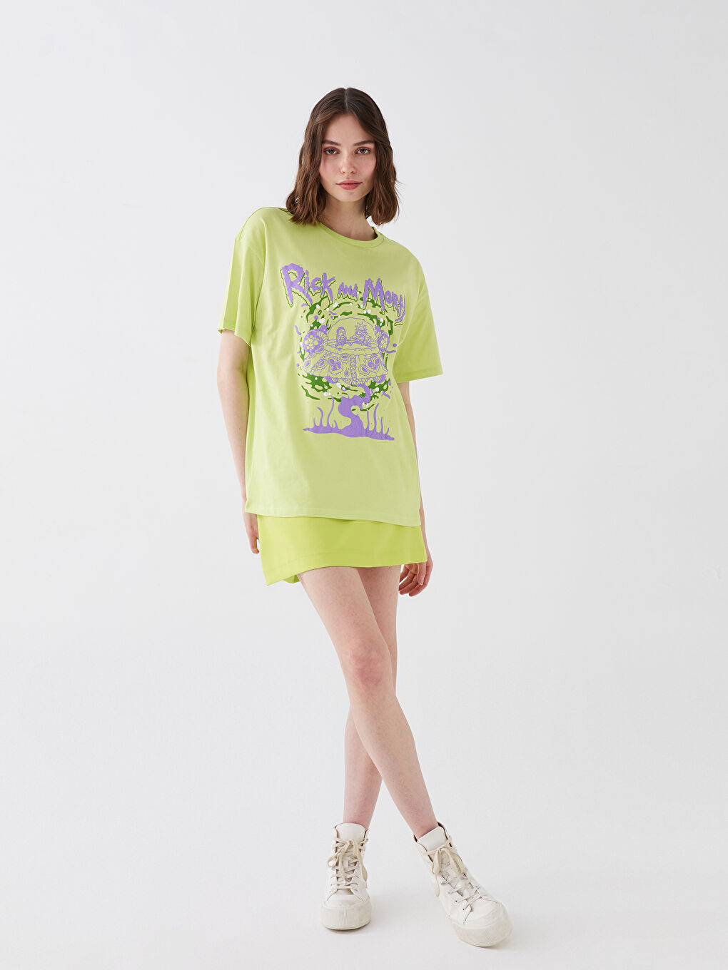 T-shirt à Col Rond Imprimé Rick et Morty pour Femmes-1