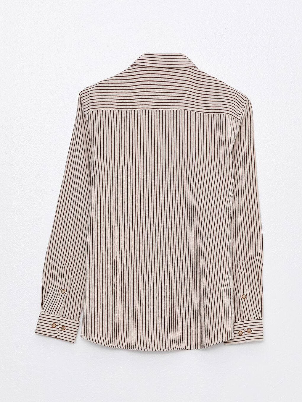 Kahverengi Regular Fit Uzun Kollu Çizgili Erkek Gömlek-6