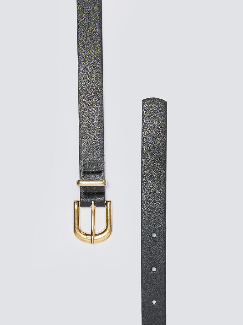 Siyah Deri Görünümlü Kadın İnce Kemer-2