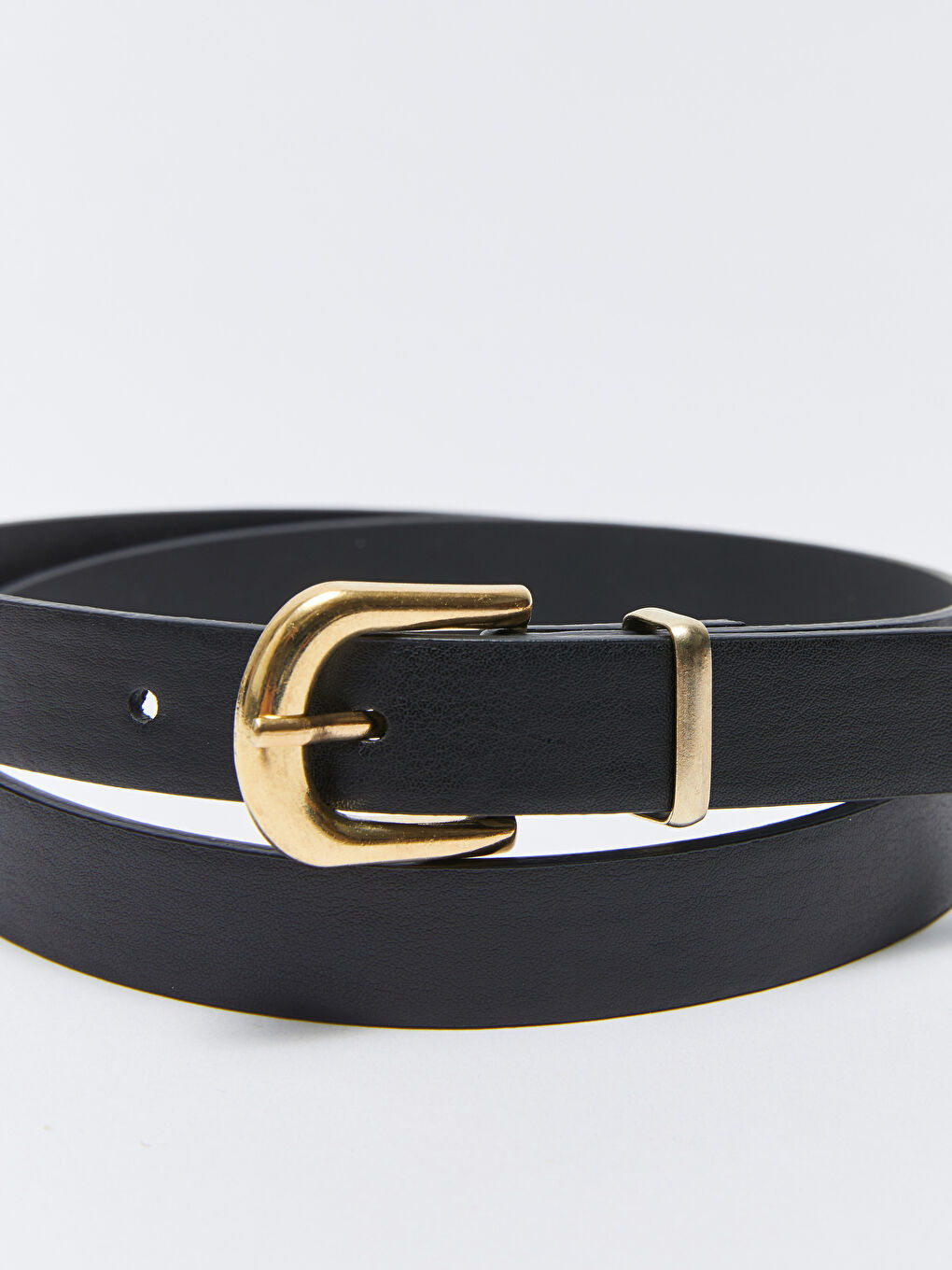 Siyah Deri Görünümlü Kadın İnce Kemer-3