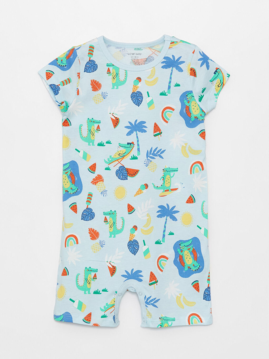 Yeşil Bisiklet Yaka Baskılı Erkek Bebek Tulum 2'li-1