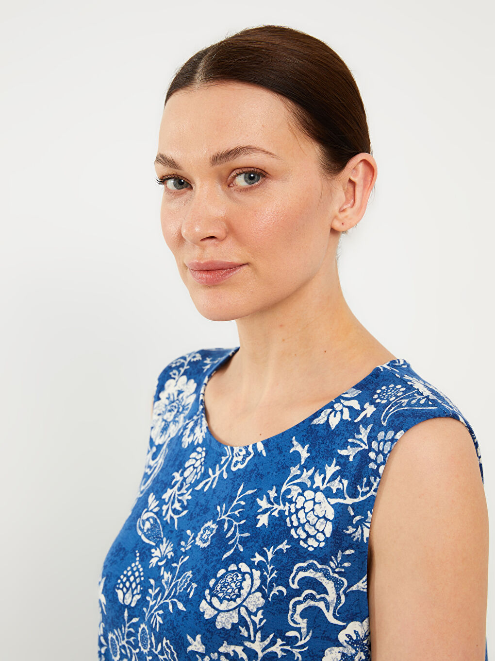 Crew Neck Patterned A Form Women's Dress-2