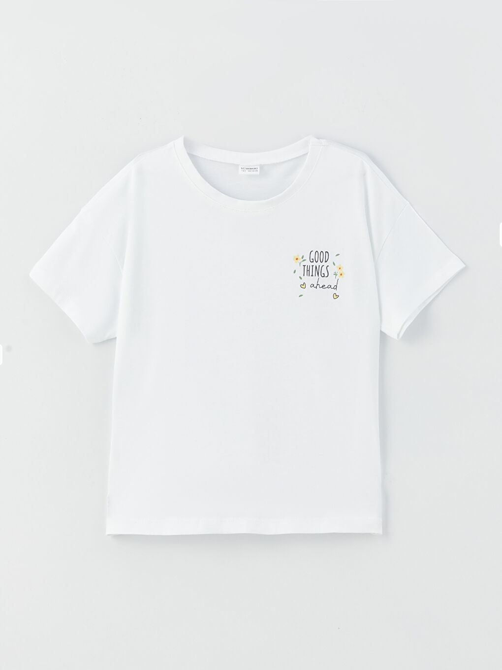 طقم بيجامة للبنات بياقة دائرية مطبوع كم قصير مع شورت-1