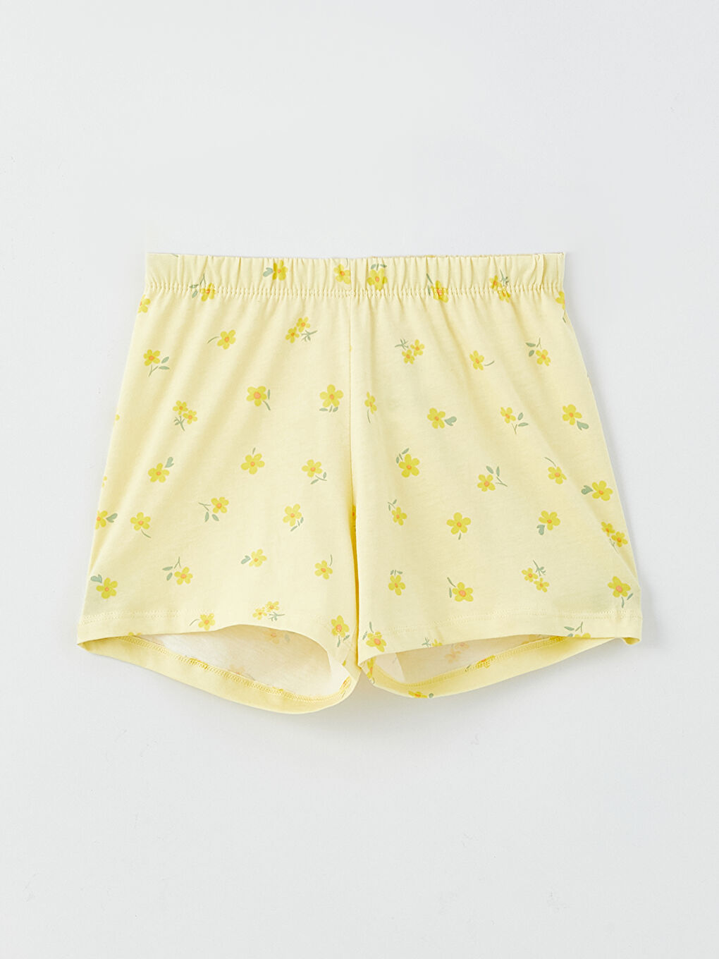 طقم بيجامة للبنات بياقة دائرية مطبوع كم قصير مع شورت-2