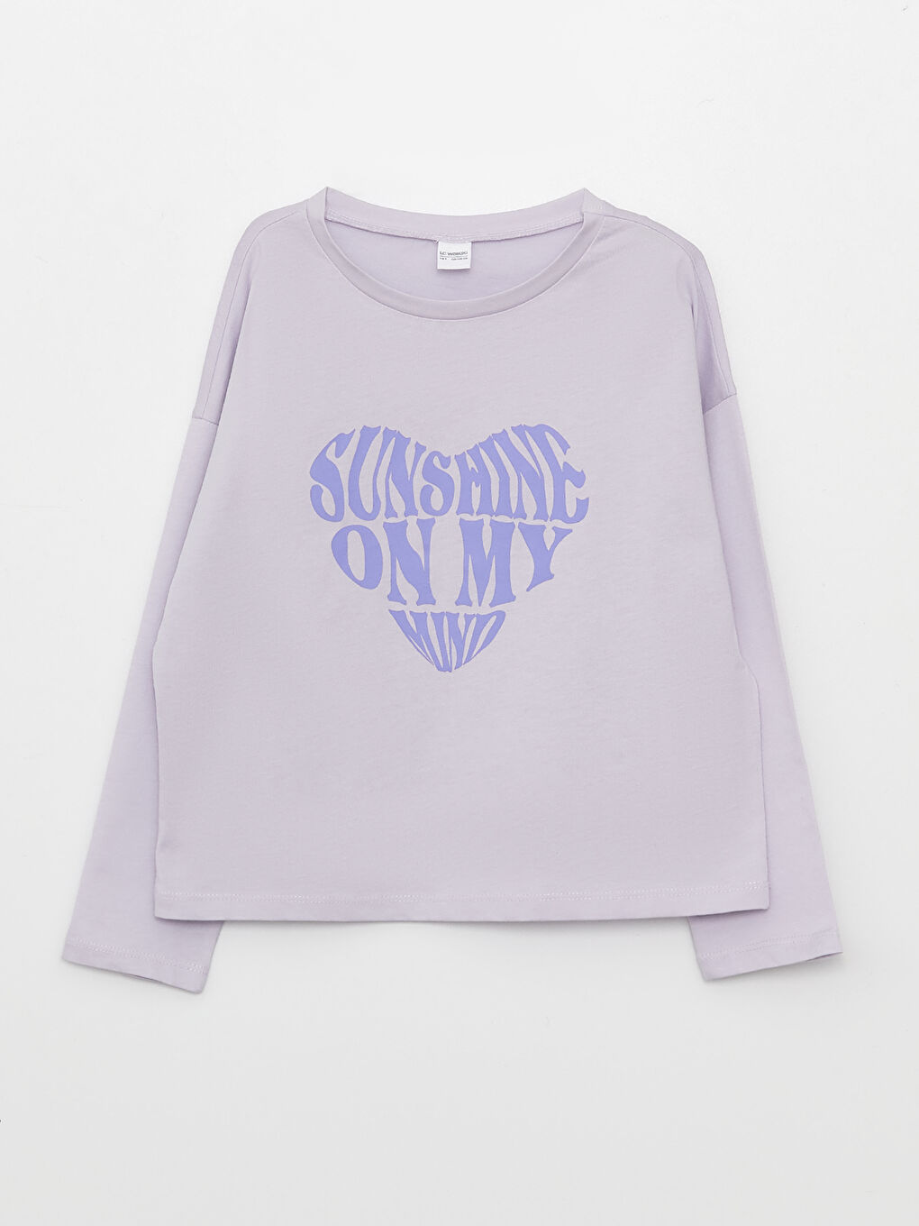 Lila Bisiklet Yaka Baskılı Uzun Kollu Kız Çocuk Pijama Takımı-1