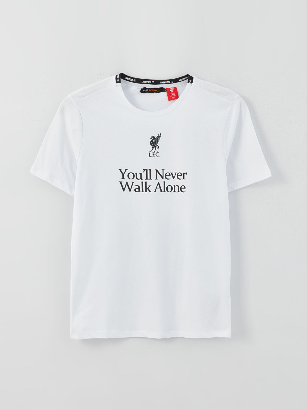 Beyaz Bisiklet Yaka Kısa Kollu Liverpool Baskılı Erkek Taraftar Tişört-5