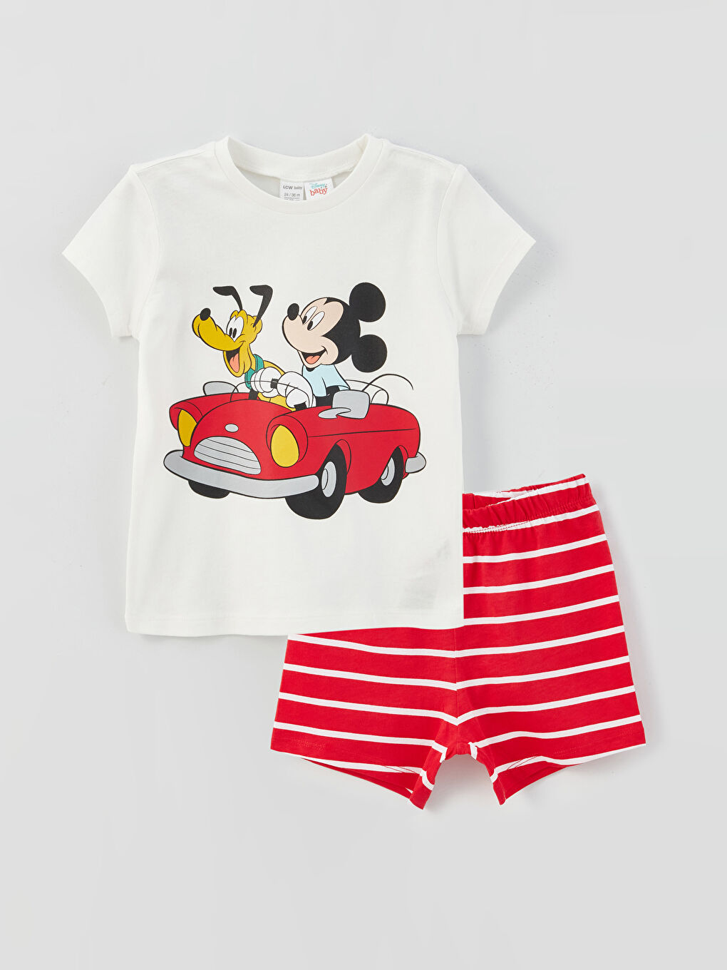 Ensemble T-Shirt et Short Bébé Garçons Imprimé Mickey Mouse Col Rond Manches Courtes Lot de 2