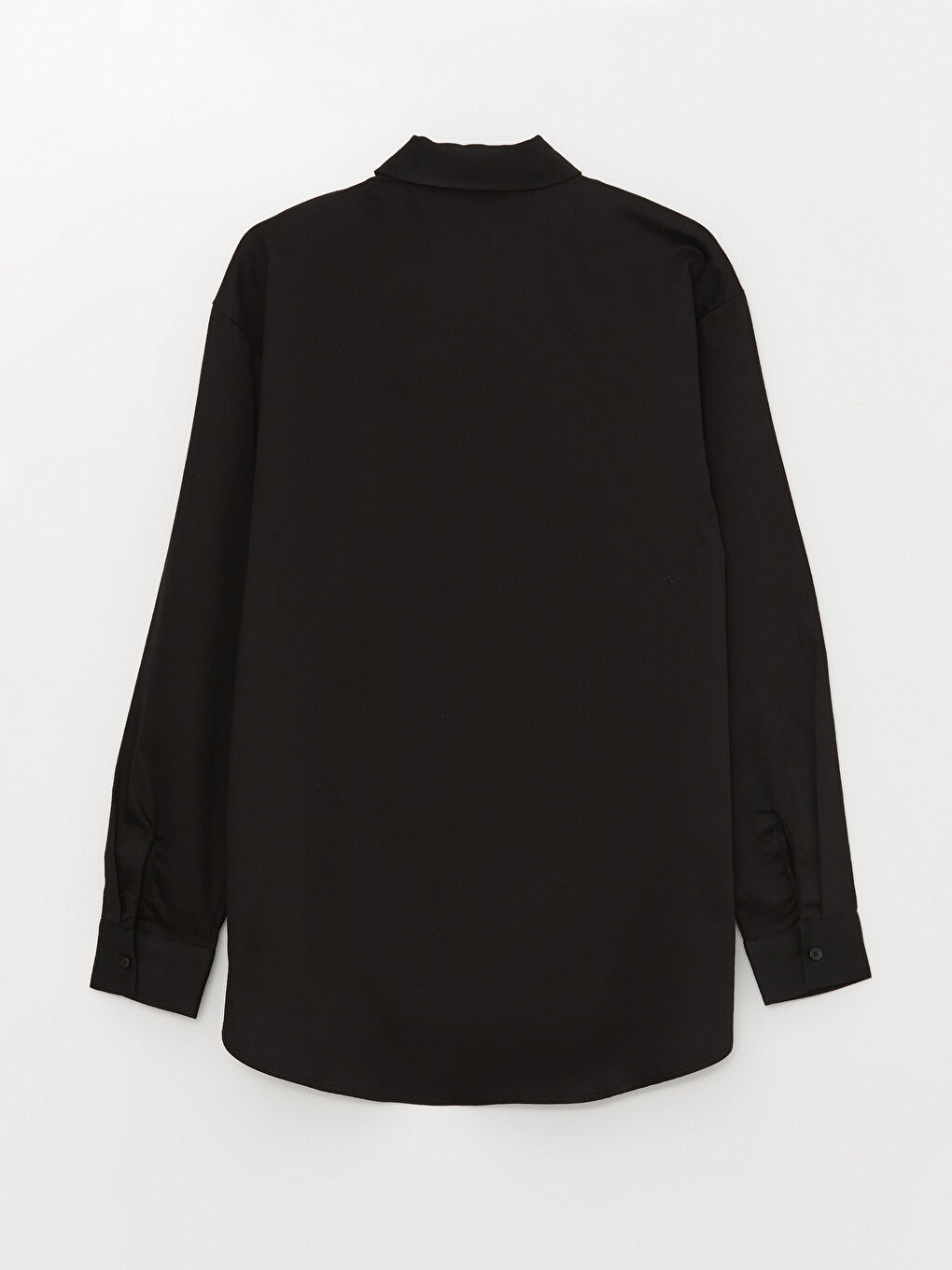 Siyah Düz Uzun Kollu Gabardin Kadın Gömlek Tunik-6