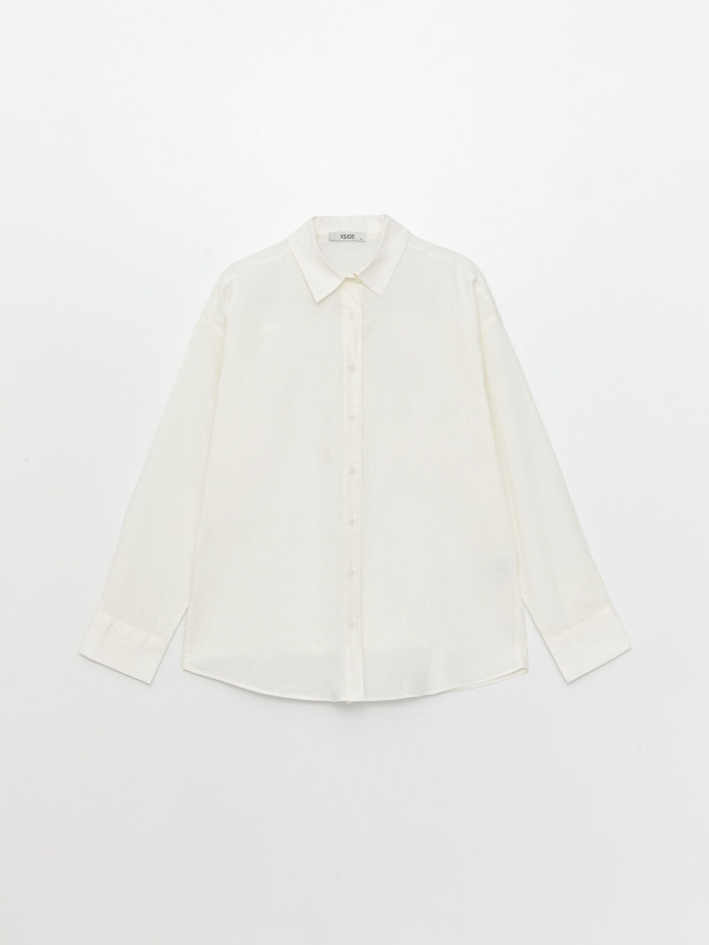 Beyaz Düz Uzun Kollu Kadın Gömlek-8