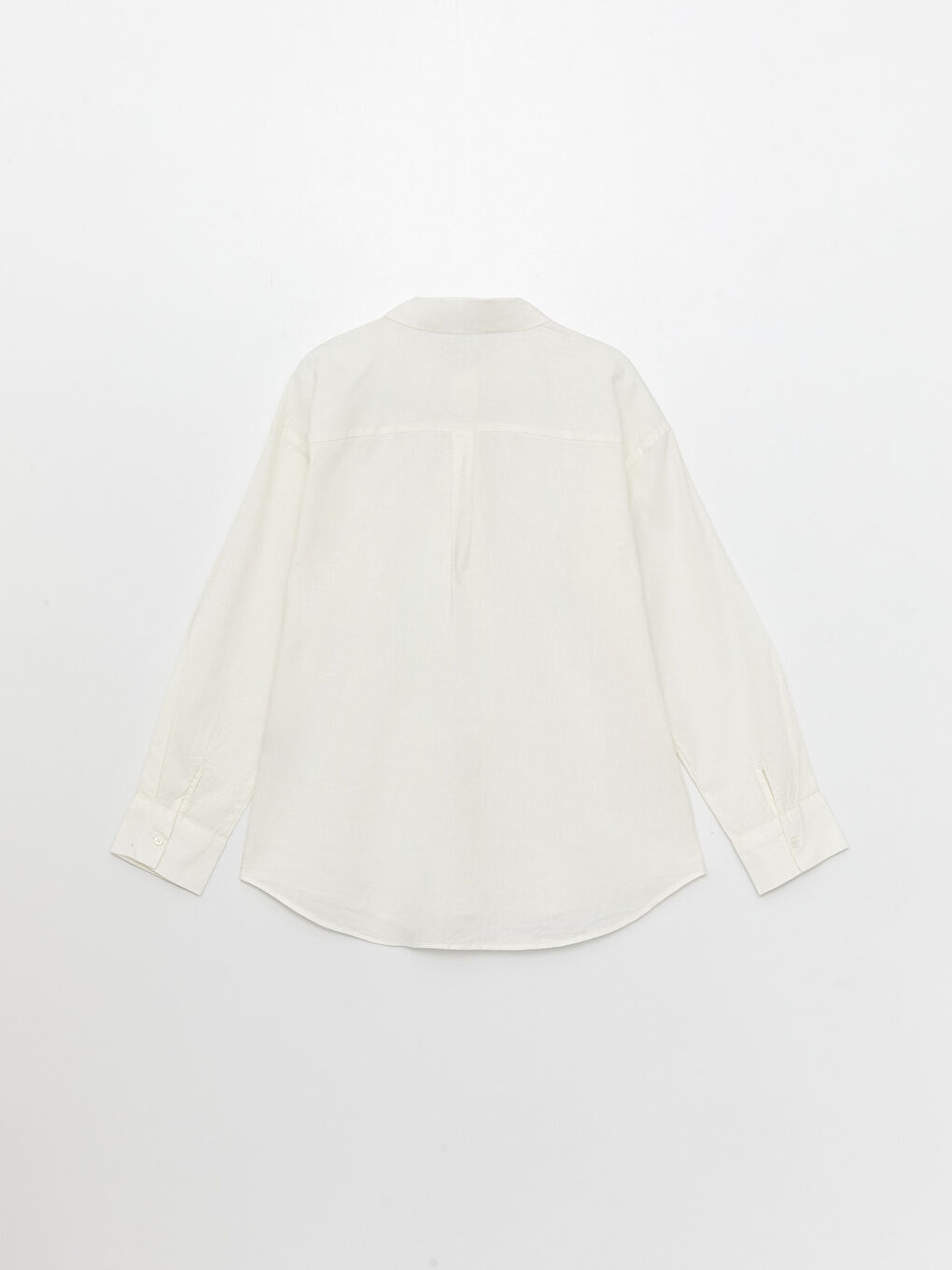Beyaz Düz Uzun Kollu Kadın Gömlek-9