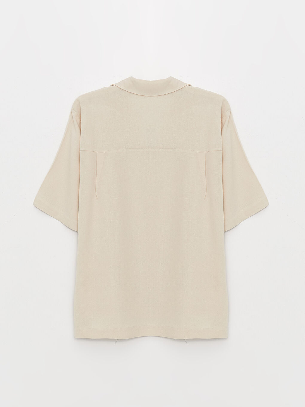 Plain Short Sleeve Oversize Linen Blend Women's Shirt-6