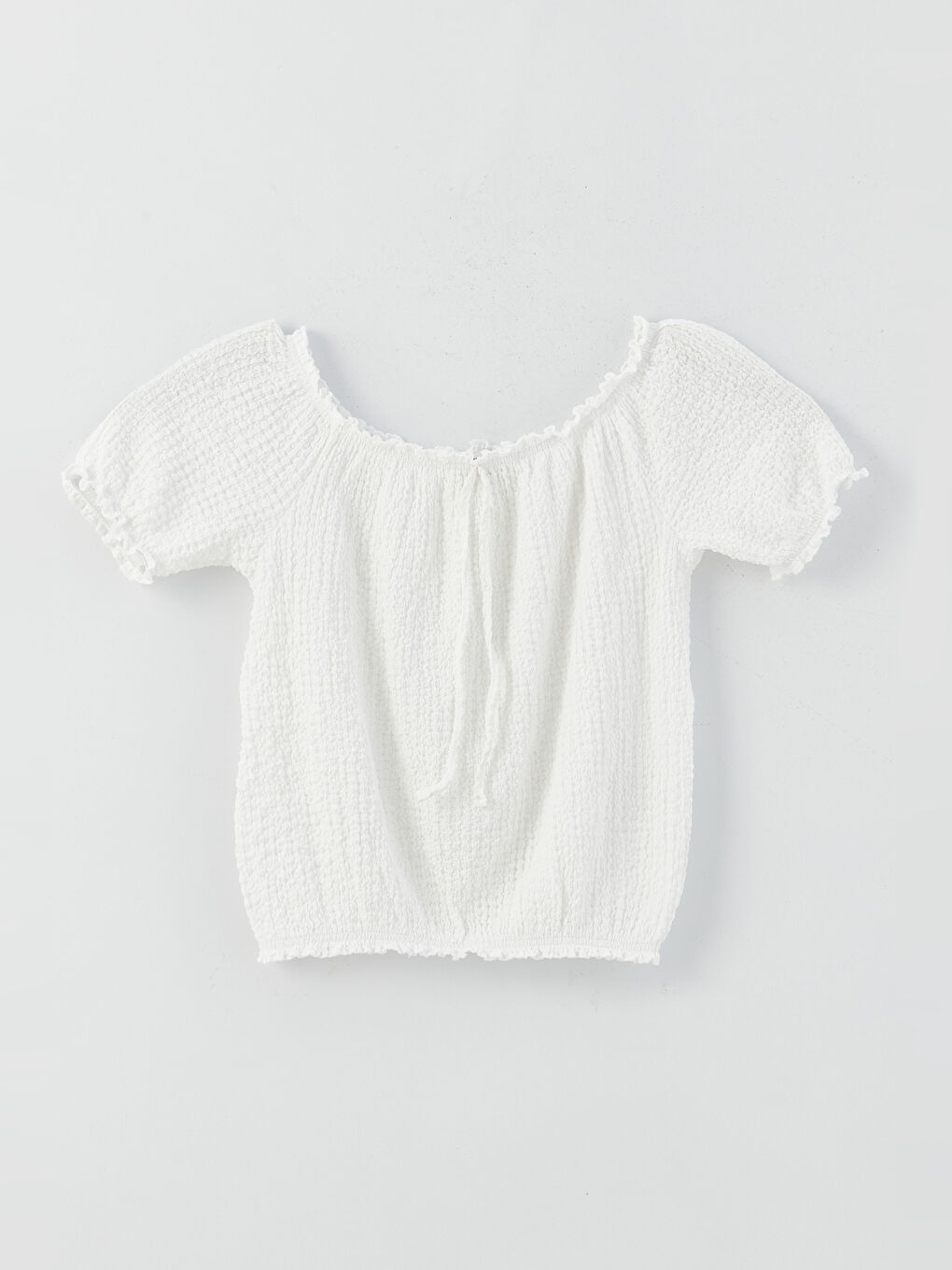 Ekru Kayık Yaka Kadın Bluz-5