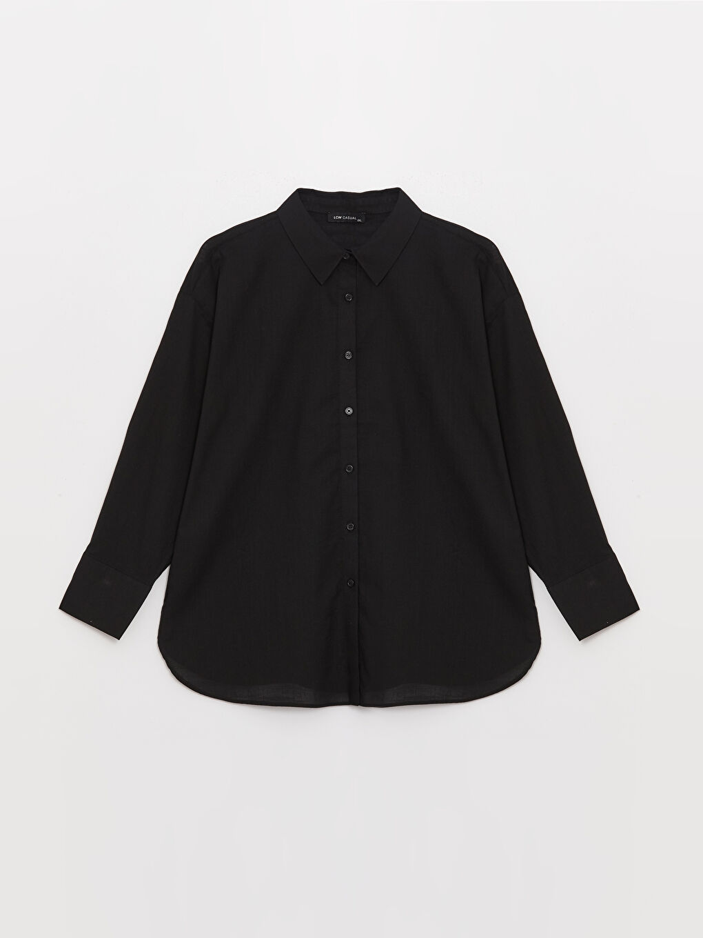 Chemise Froissée Unie à Manches Longues Oversize pour Femmes