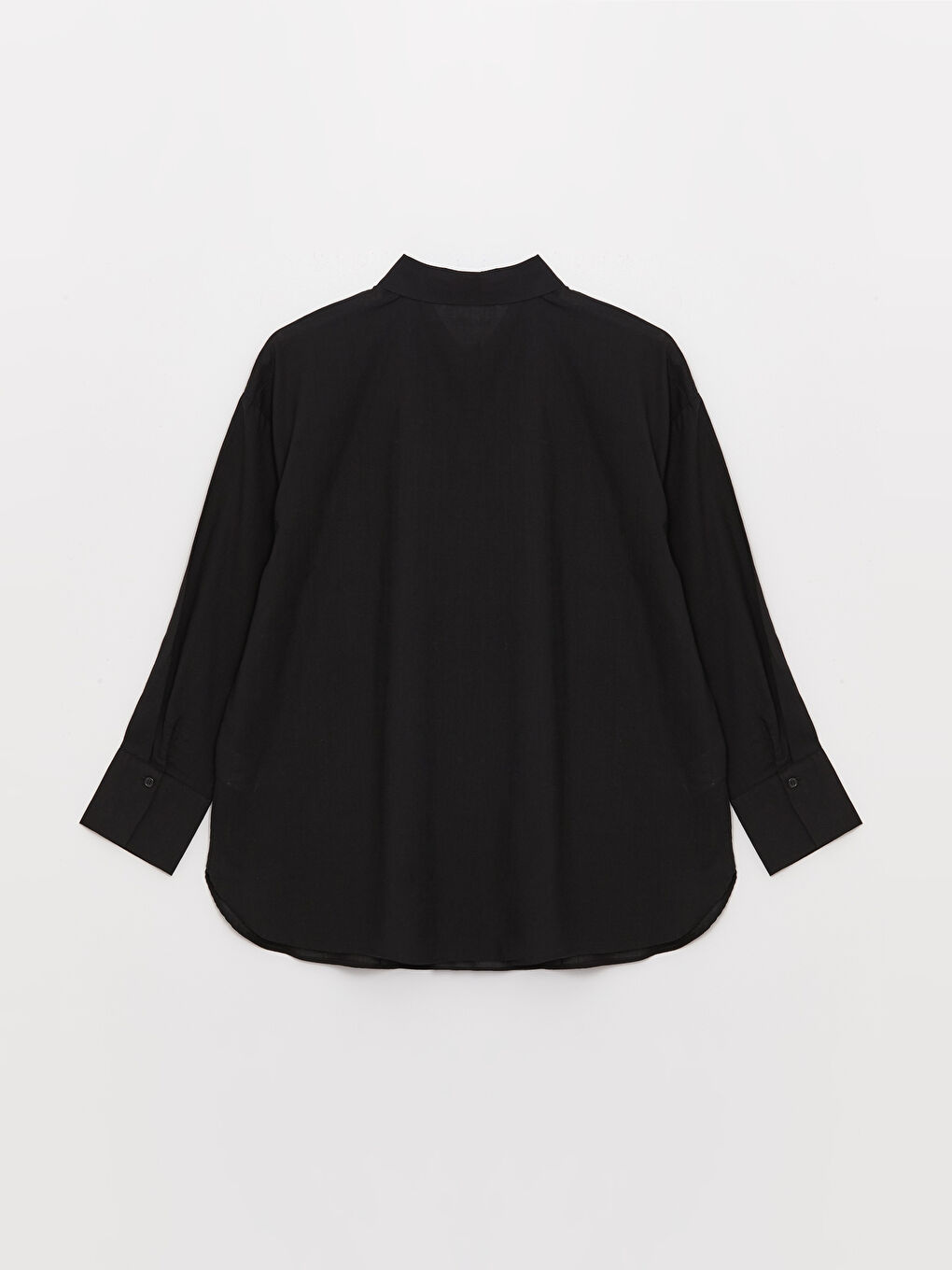 Chemise Froissée Unie à Manches Longues Oversize pour Femmes-1