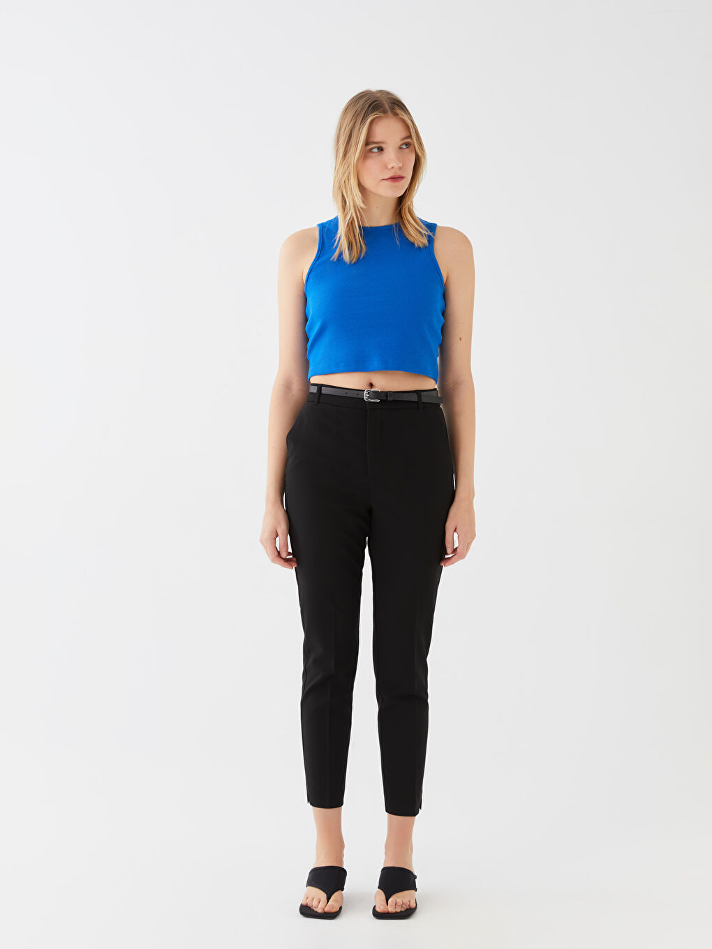 Mavi Kadın Bisiklet Yaka Düz Crop-2