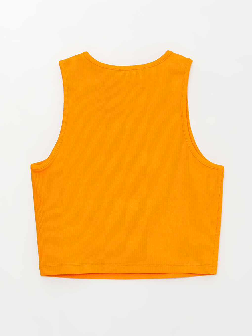 Turuncu Kadın Bisiklet Yaka Düz Crop-5