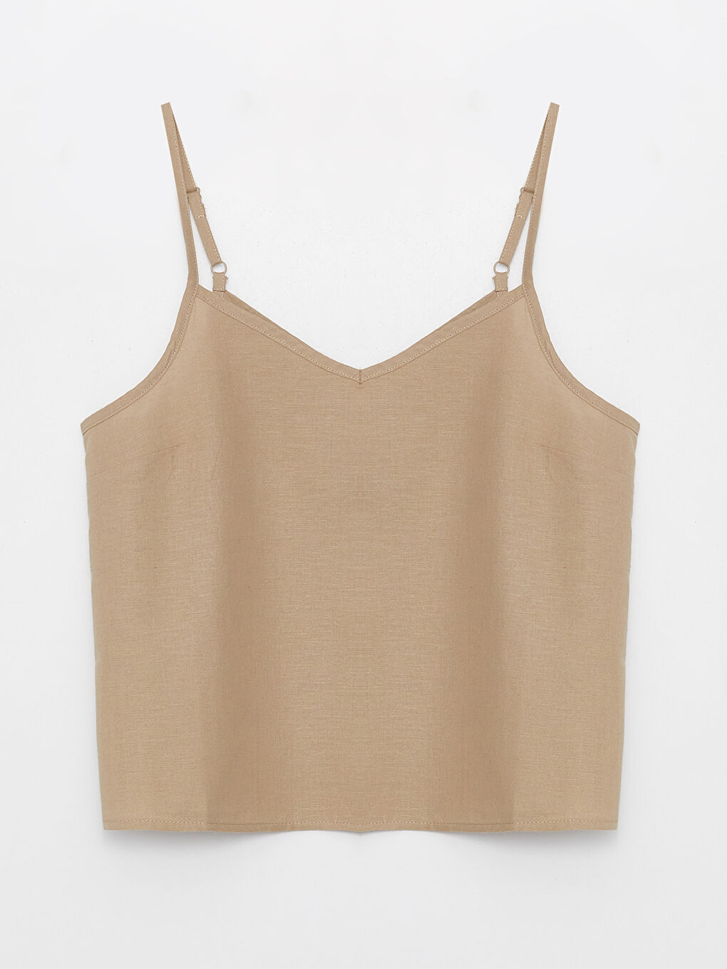 Әйелдерге арналған зығыр қоспасы v жағалы бауы бар блузка-5