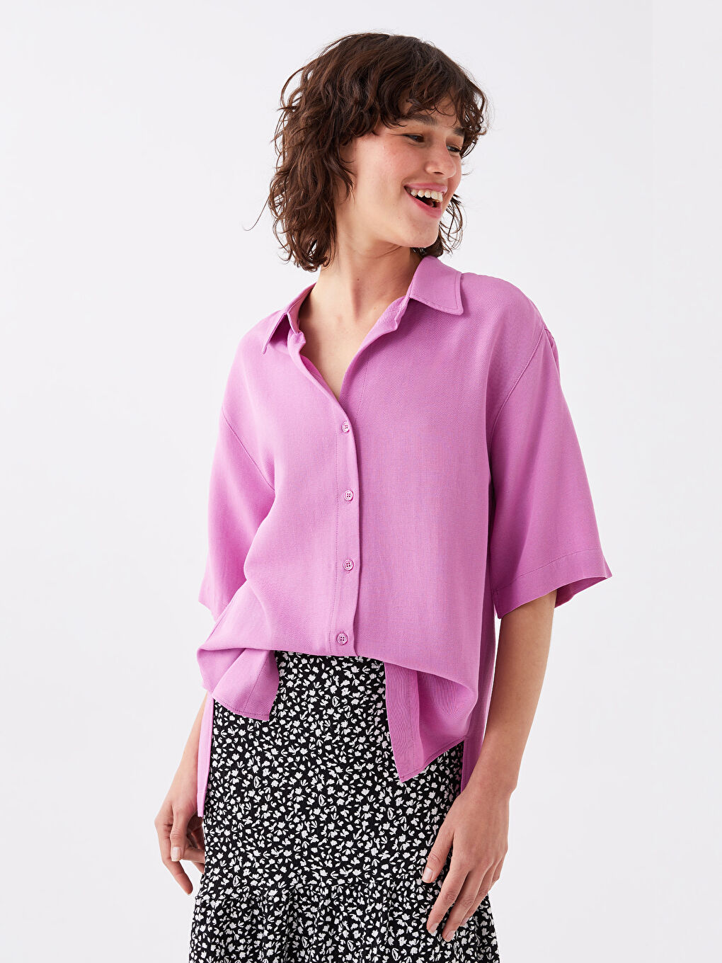 Short Sleeve Oversize Women's Shirt-1