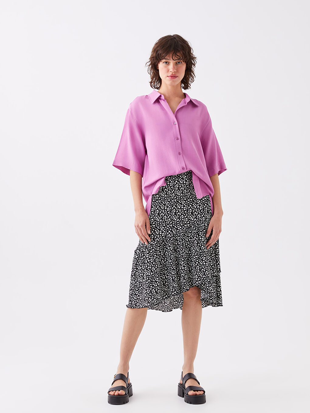 Short Sleeve Oversize Women's Shirt-2