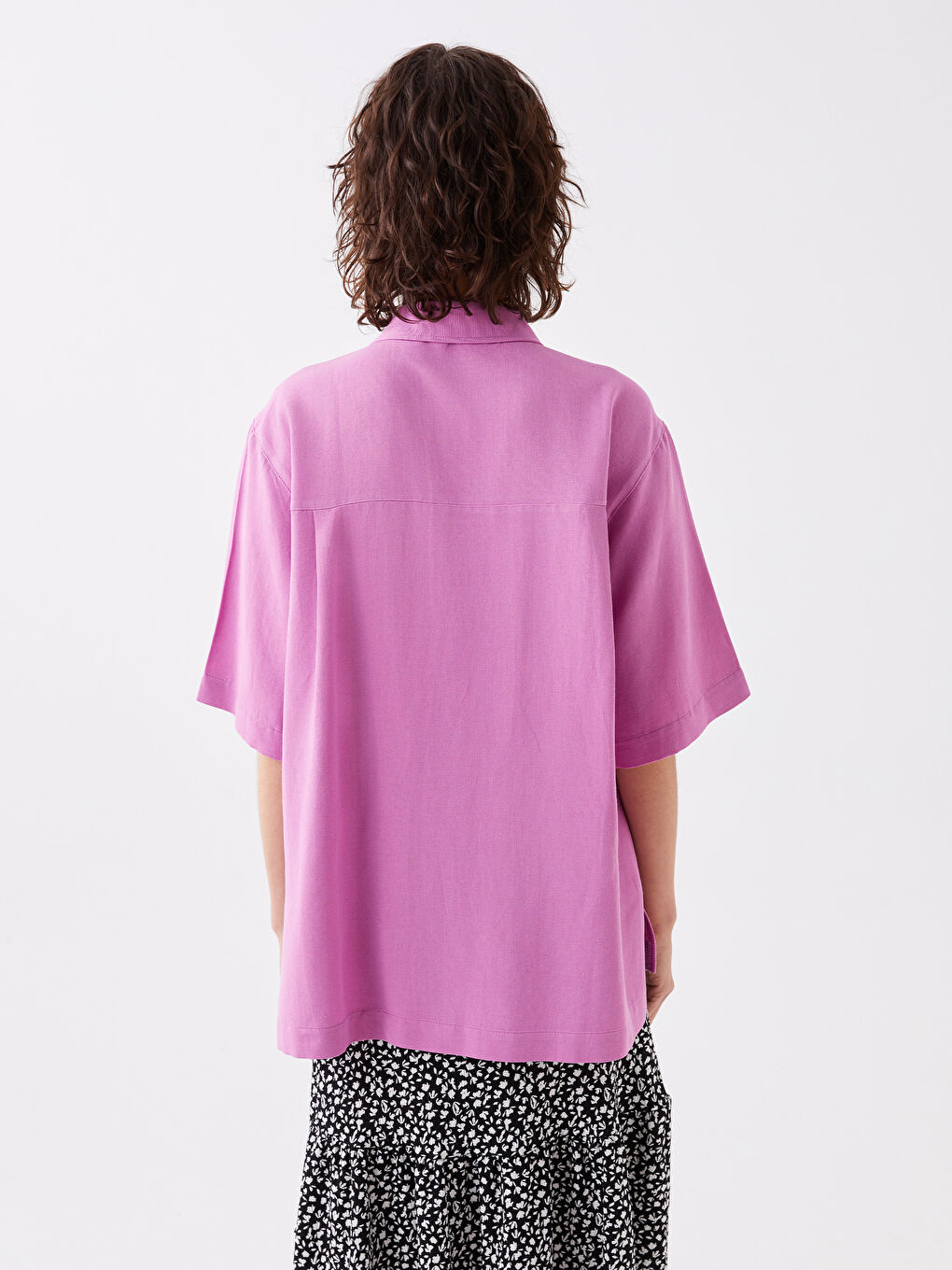 Short Sleeve Oversize Women's Shirt-4