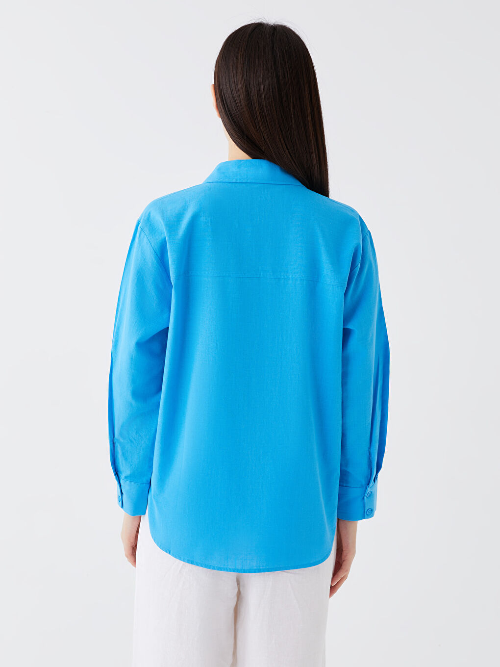 Plain Long Sleeve Oversize Women's Shirt-4