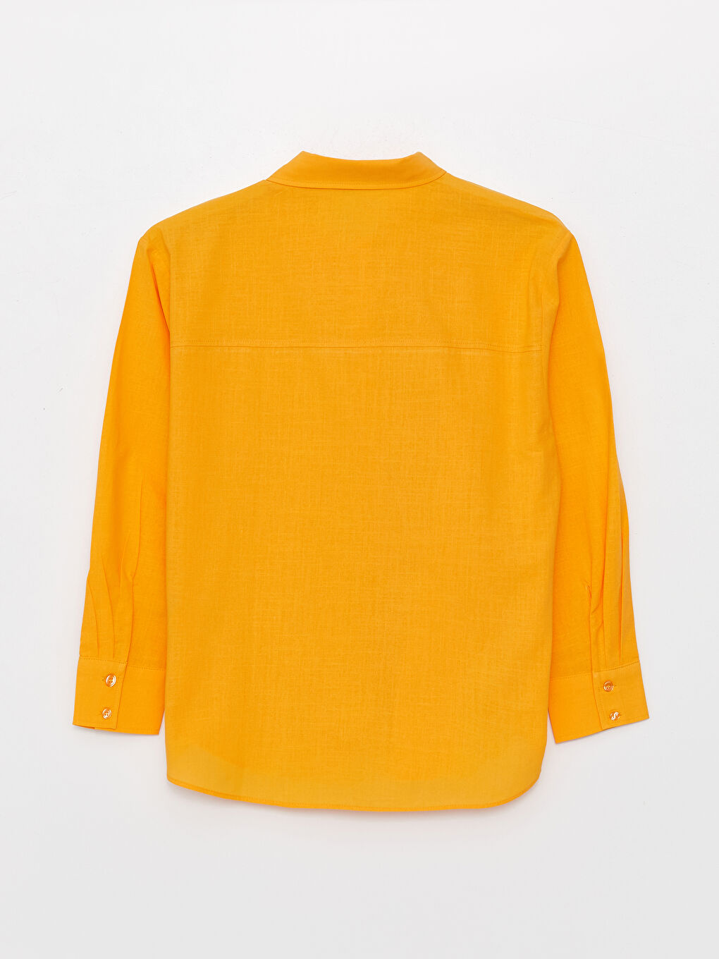 Turuncu Düz Uzun Kollu Oversize Kadın Gömlek-6