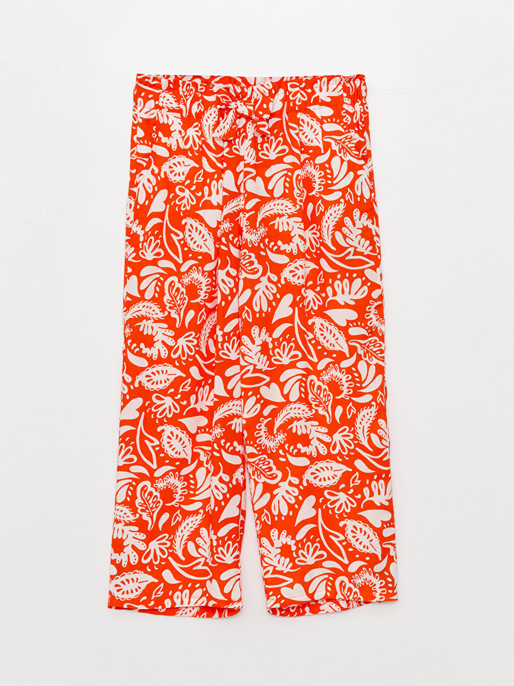 Turuncu Beli Lastikli Wideleg Kız Çocuk Kapri