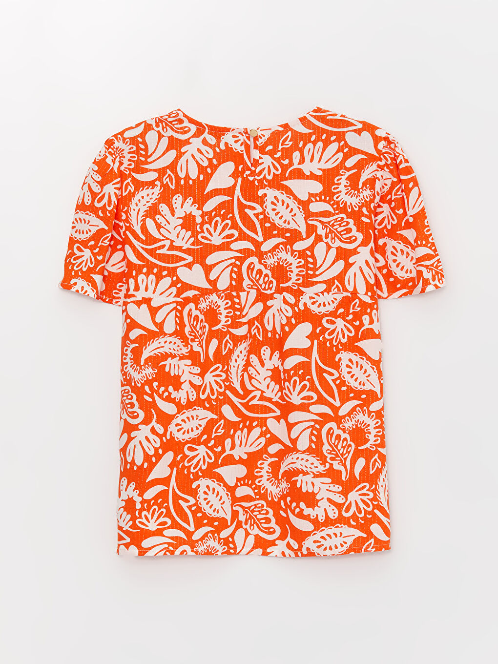 بلوزة ياقة دائرية مطبوعة كم قصير للبنات-1