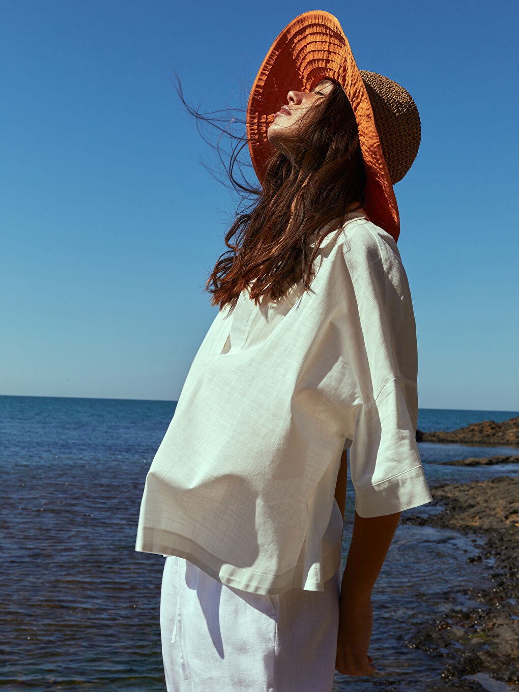 Kragenhals Schlicht Kurzarm Oversize Bluse für Damen-1