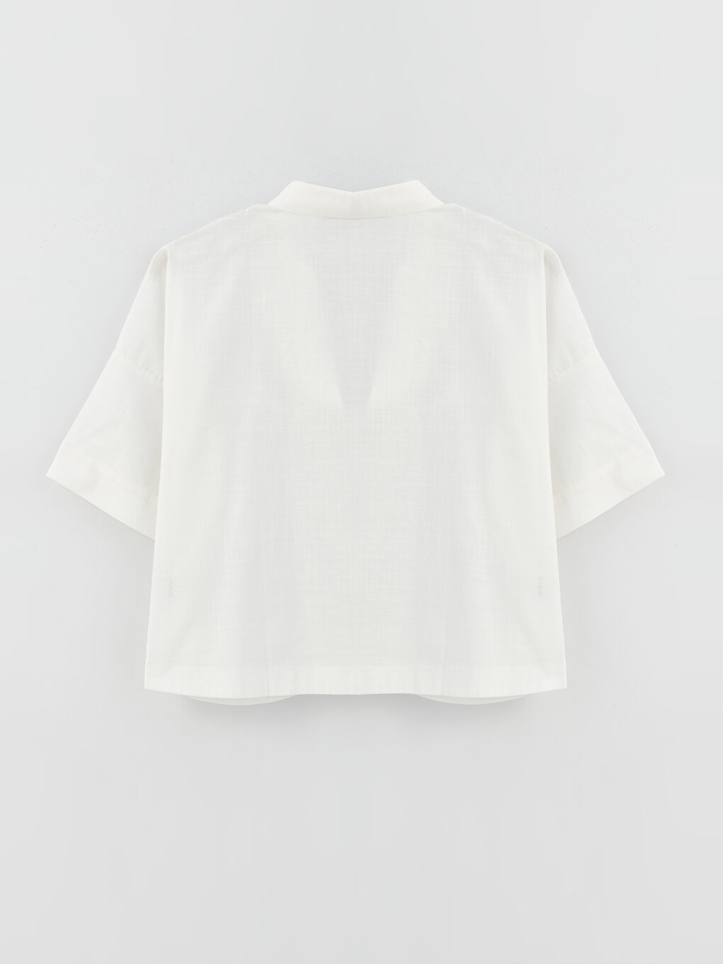 Kragenhals Schlicht Kurzarm Oversize Bluse für Damen-9