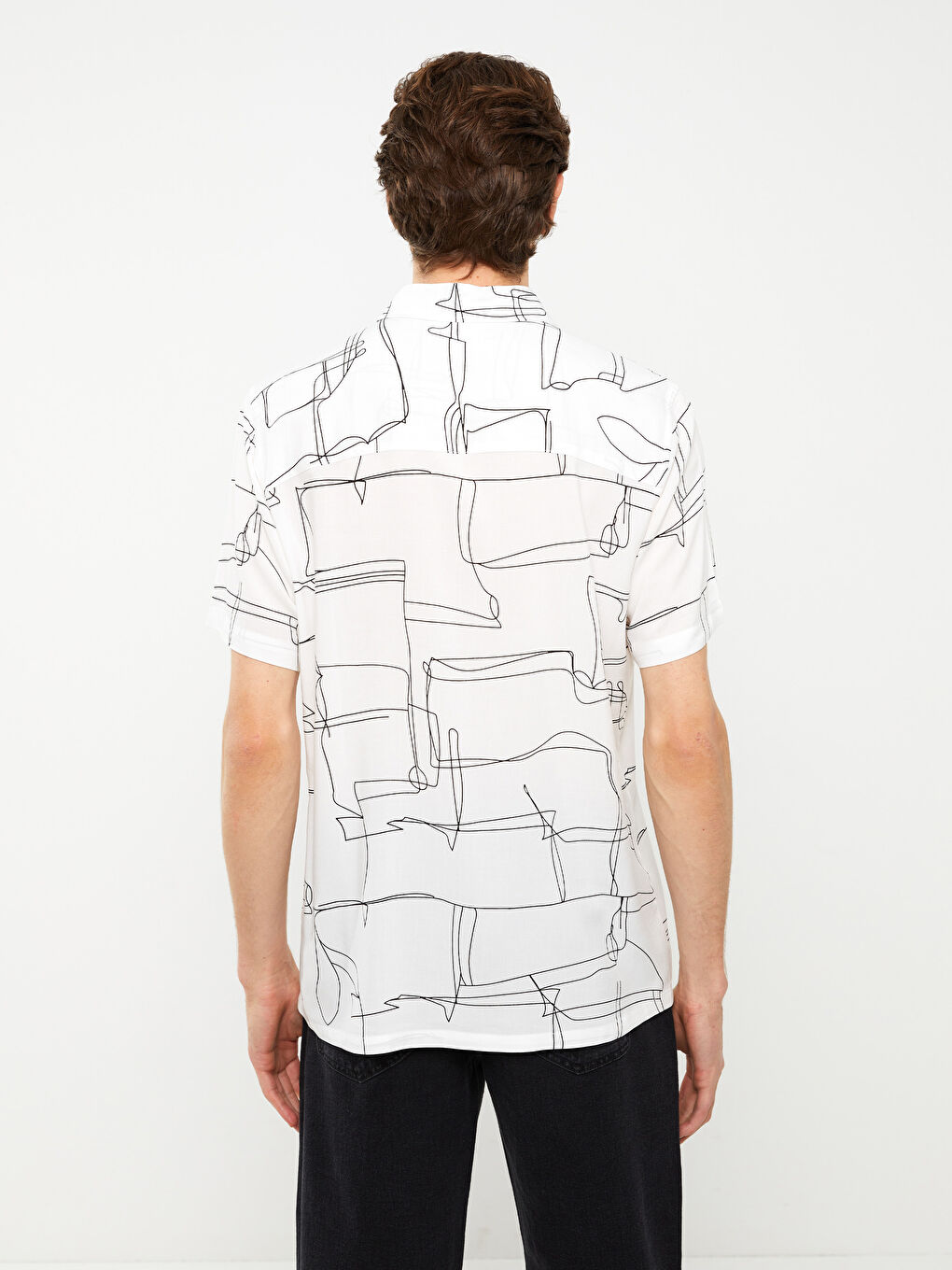 XSIDE Regular Fit Short Sleeve Patterned Viscose Men's Shirt -S3EV41Z8-LQJ