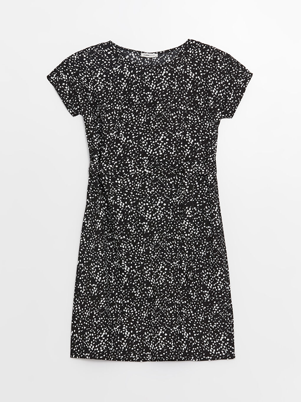 Crew Neck Patterned Short Sleeve A-Cut Women's Dress -S3EV48Z8-LQJ