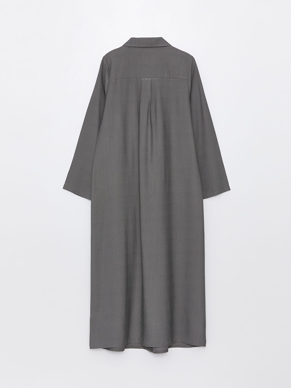 Haki Gömlek Yaka Düz Uzun Kollu A Kesim Kadın Ferace-6