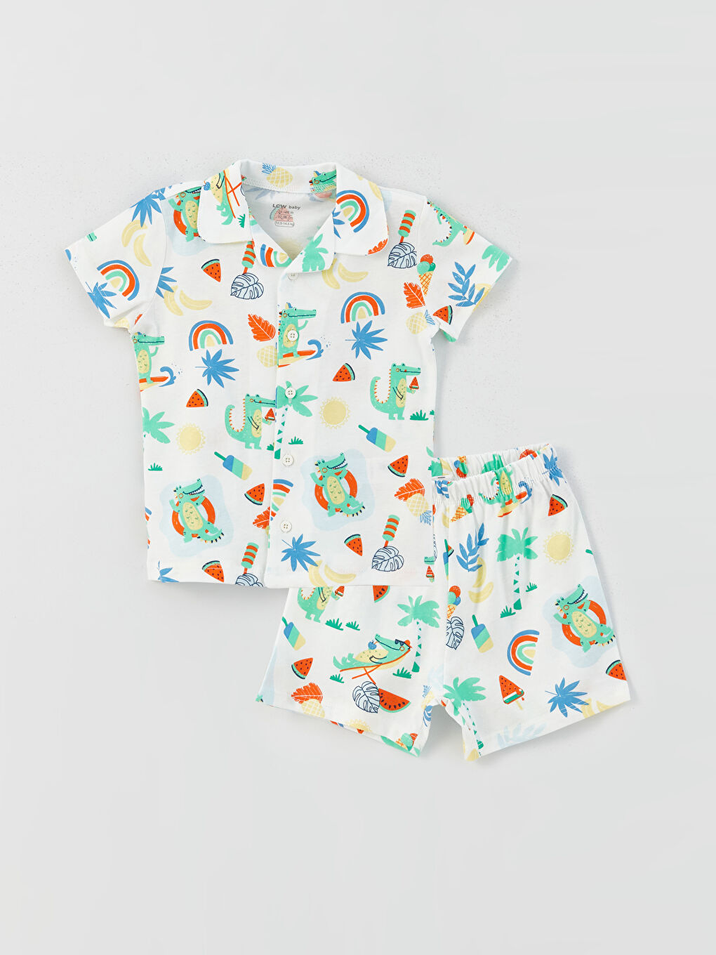 Ensemble de Pyjama Court Bébé Garçon à Motif et Manches Courtes à Col Polo