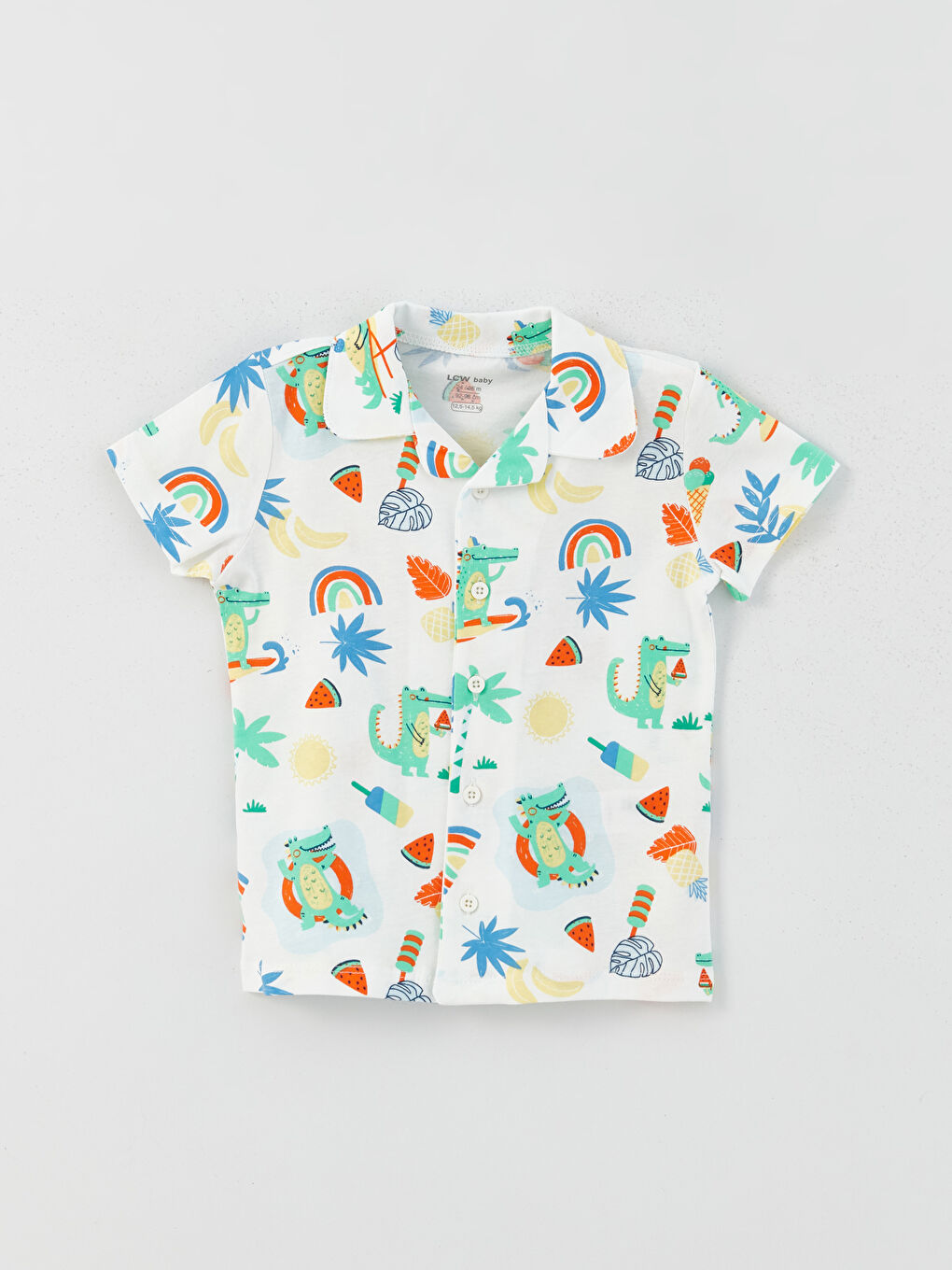 Ensemble de Pyjama Court Bébé Garçon à Motif et Manches Courtes à Col Polo-1