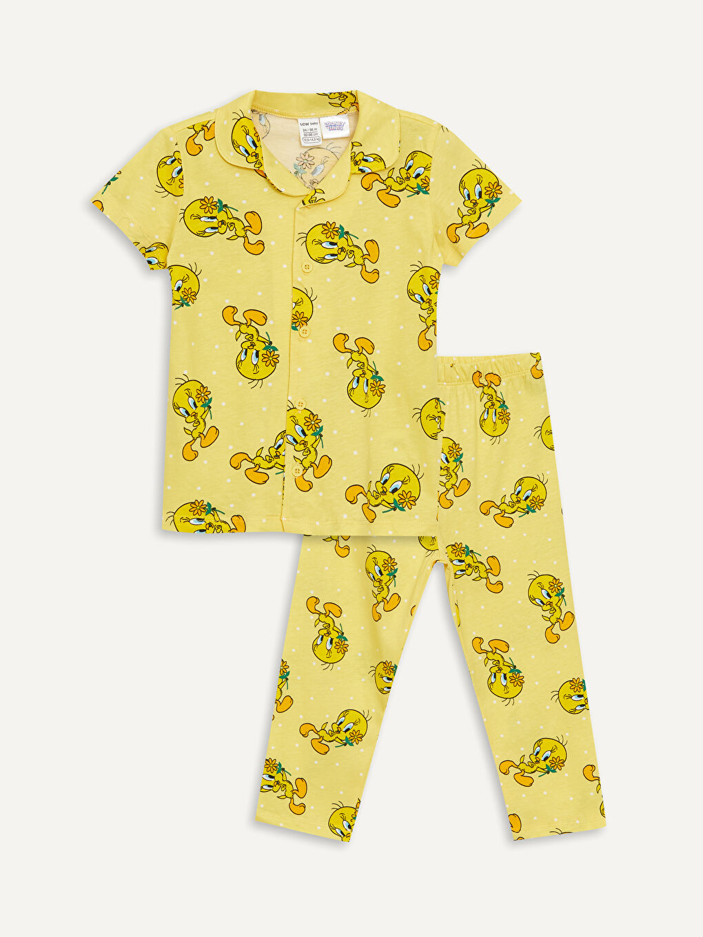 Sarı Tweety Baskılı Kız Bebek Pijama Takımı