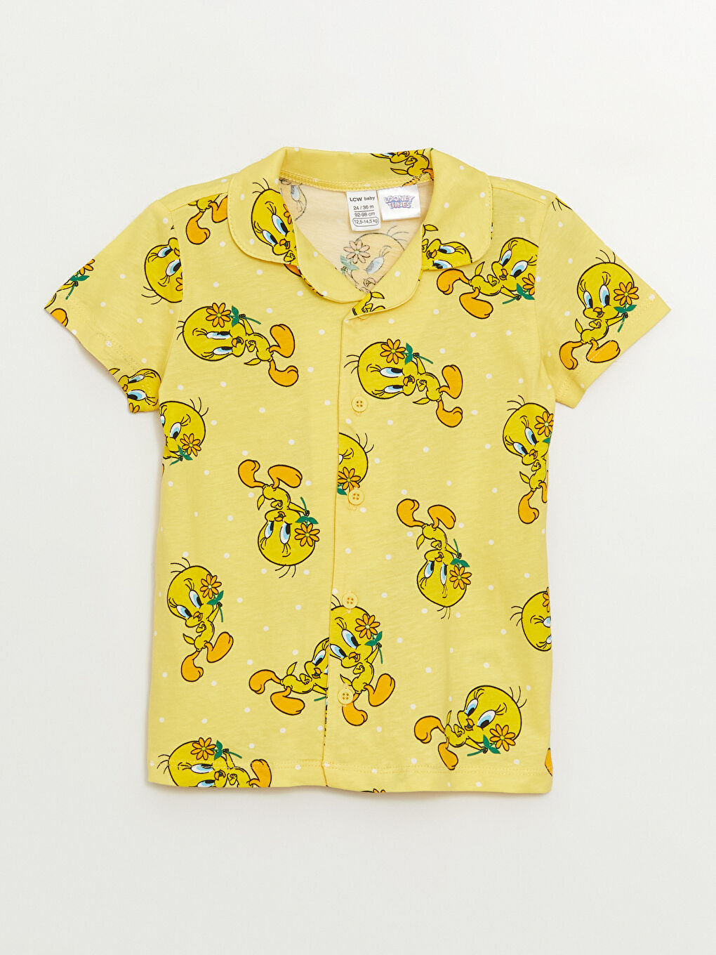 Sarı Tweety Baskılı Kız Bebek Pijama Takımı-1